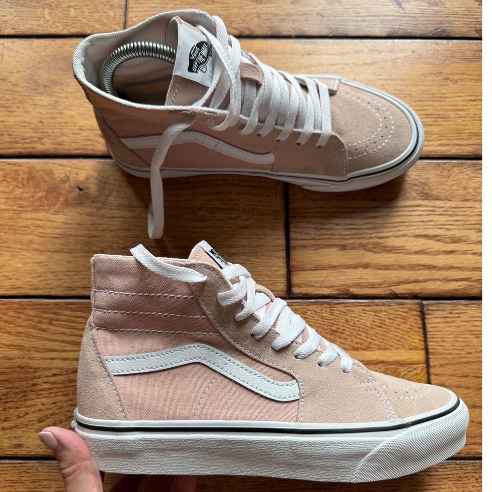 Vans Sk8-Hi Sneakers Womens 8 Peach Pink High Top Suede Canvas Classic Shoes